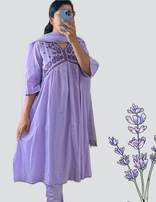 Lavender gathered suit set