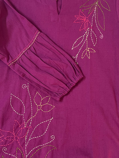 Maroon embroidered short top