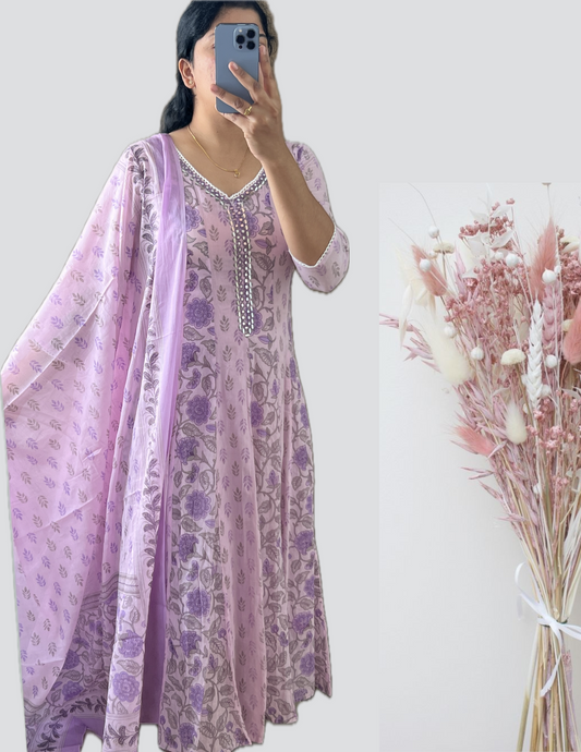 Lavender Anarkali suit set