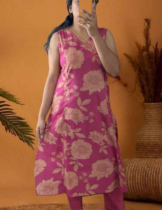 Pink floral cord set