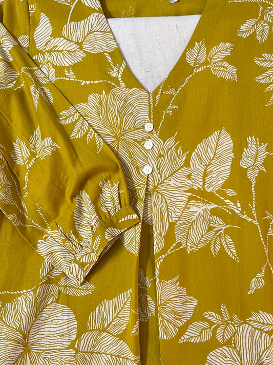 Yellow floral cord set