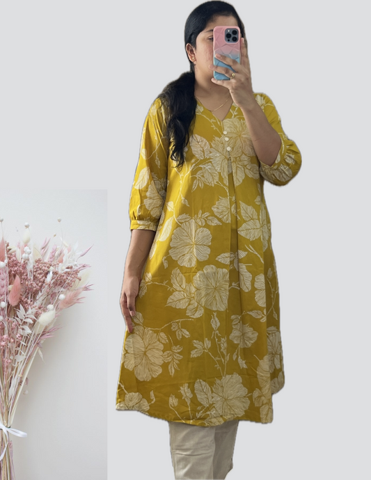Yellow floral cord set