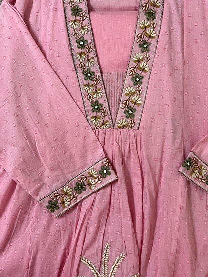 Baby Pink Embroidered set