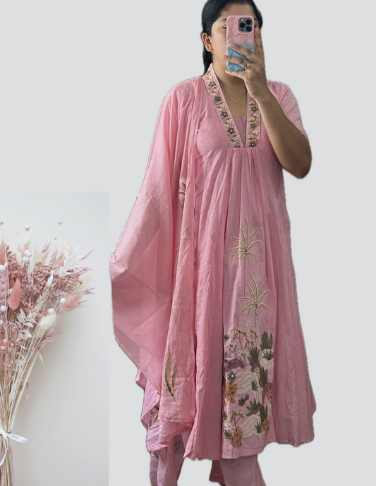 Baby Pink Embroidered set