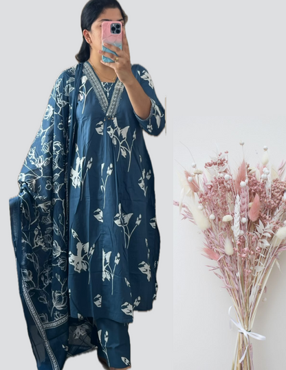 Blue Flower Suit Set