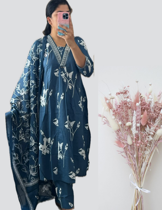 Blue Flower Suit Set