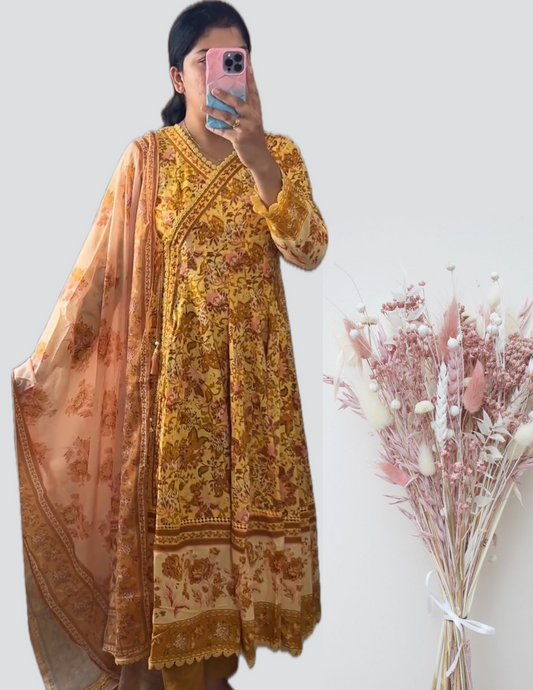 Mustard Angrakha Suit Set