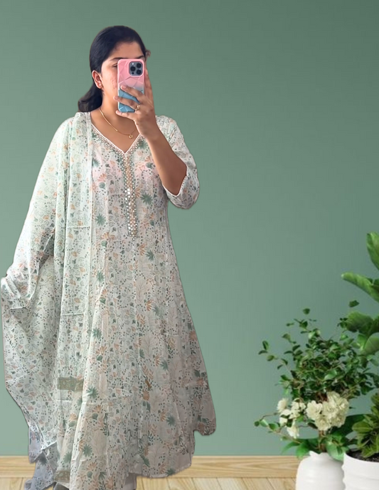 Teal Green Anarkali Suit Set