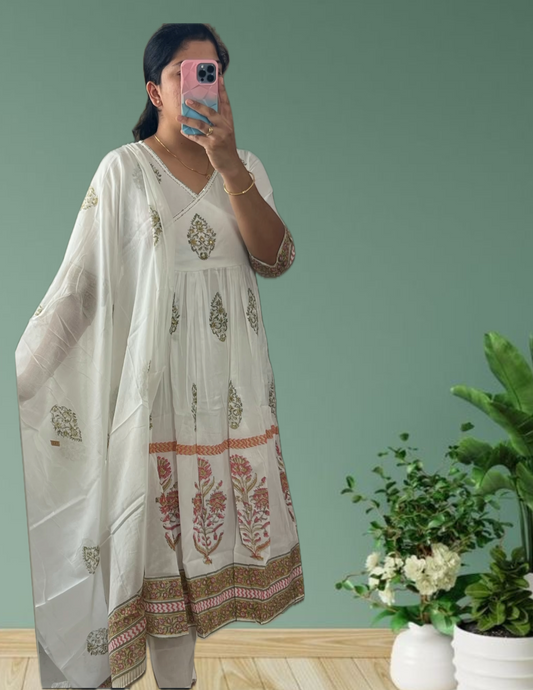 White Mogra Suit Set