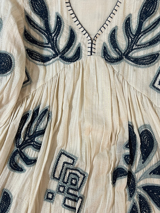 White embroidered short tunic