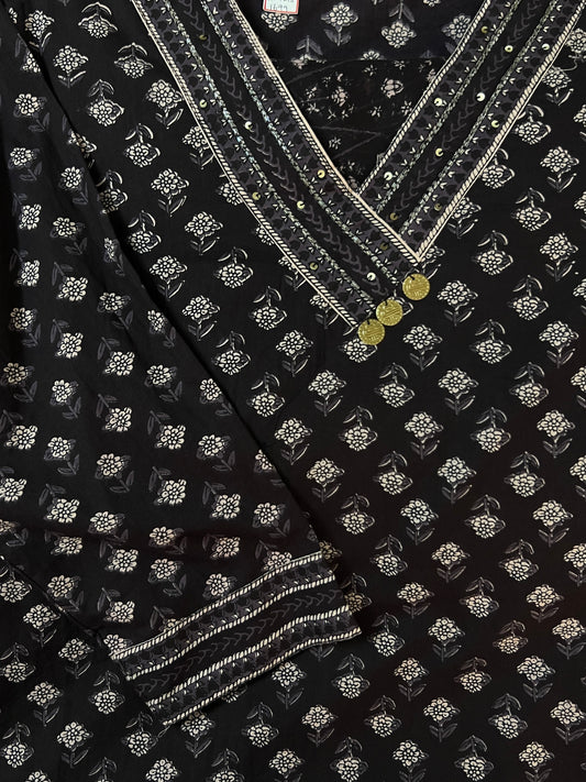 Black Printed suit set