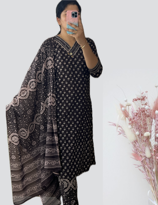 Black Printed suit set