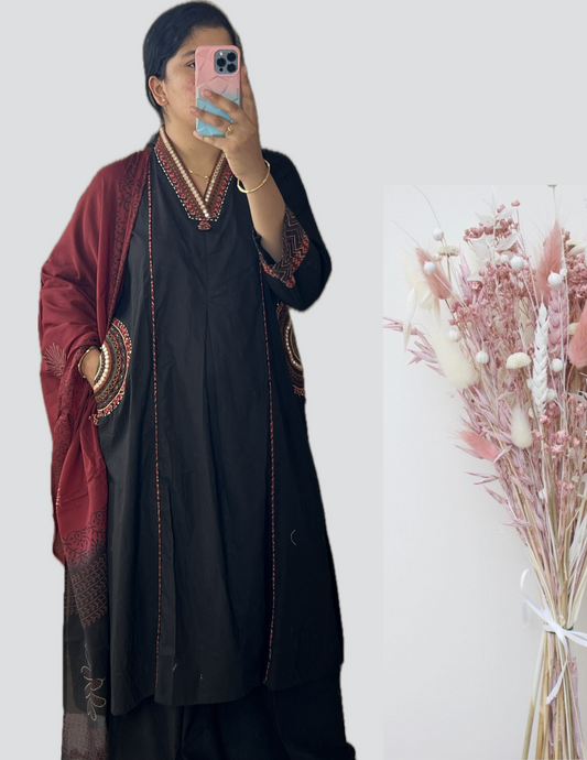 Black Rajasthani suit set