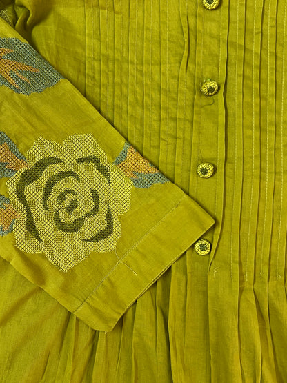 Green Hand embroidered cord set