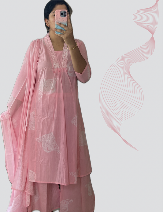 Pink mul a line suit set