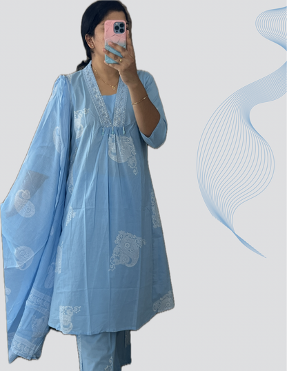 Blue mul A line suit set