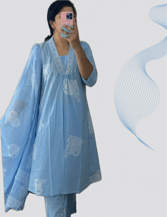 Blue mul A line suit set
