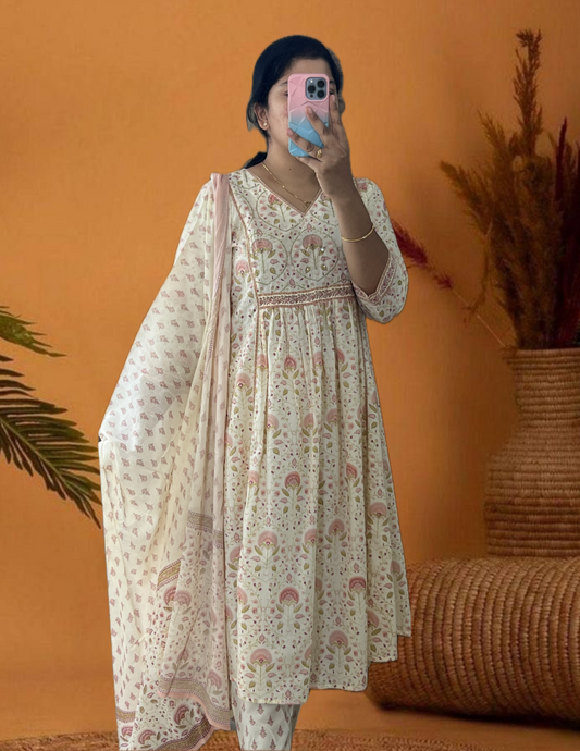 Peach mogra suit set