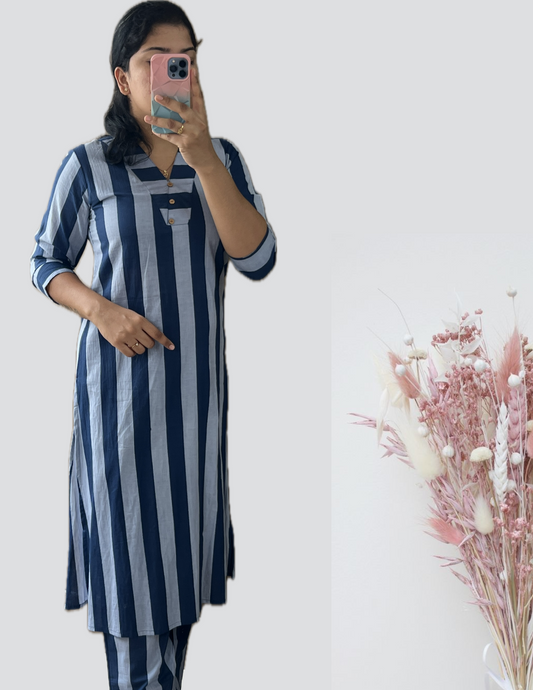 Blue striped cord set