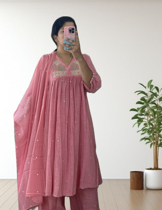 Peach Linen suit set