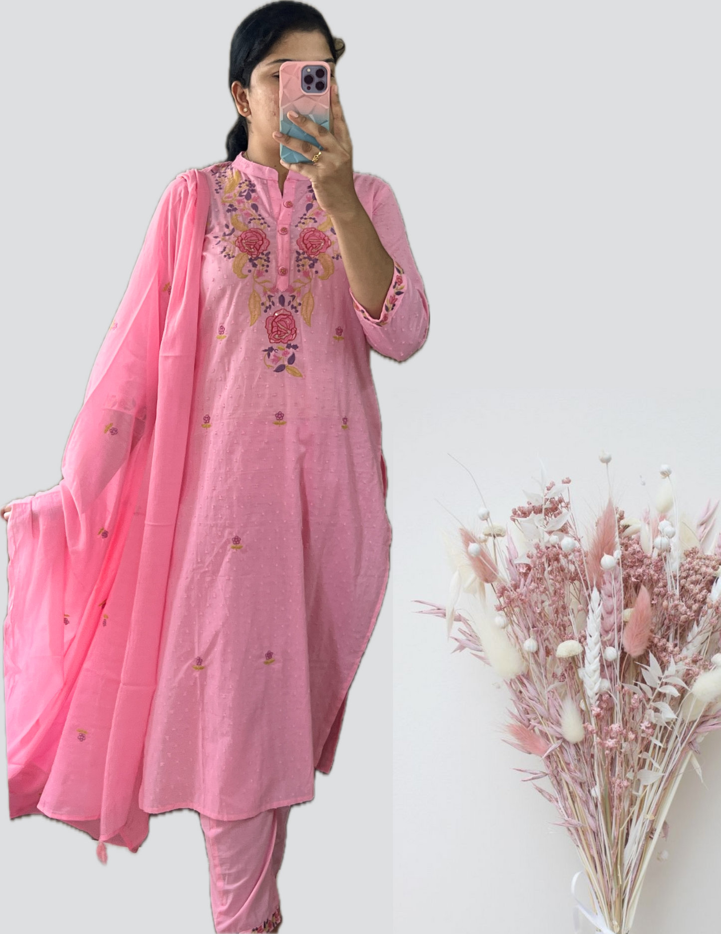 Pink dobby suit set