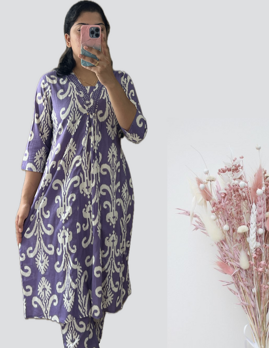 Lavender ikkat cord set