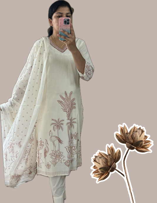 Red palm tree suit set