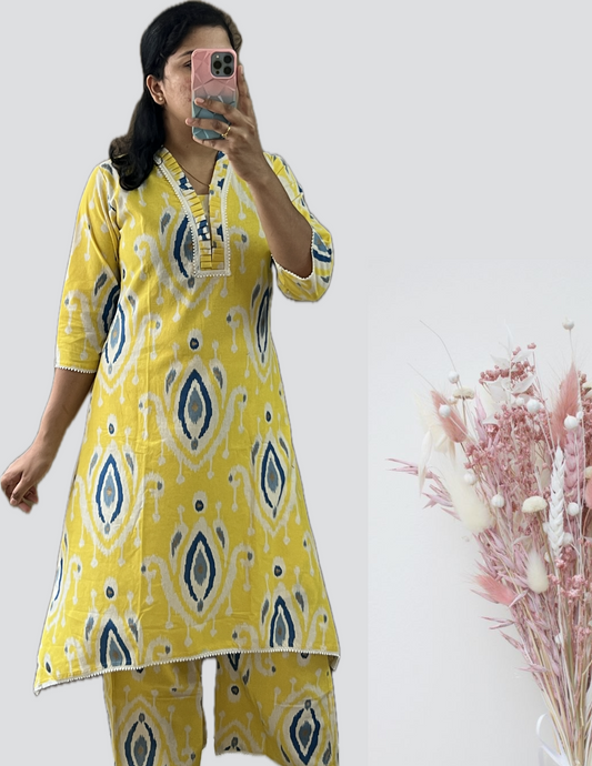 Yellow pleated collar cord set