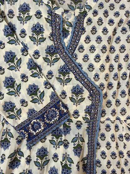 Blue mogra angrakha suit set