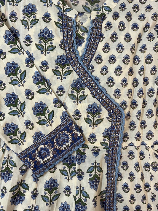 Blue mogra angrakha suit set