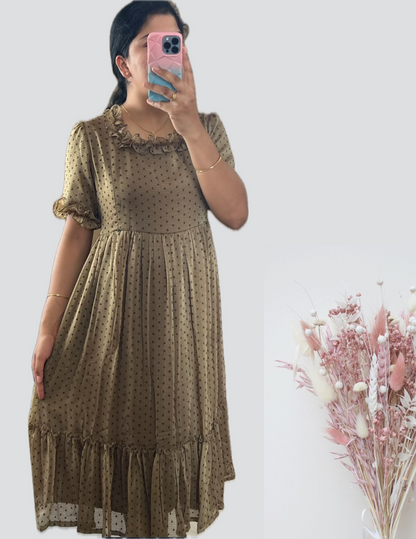 Brown Chiffon feeding Maxi