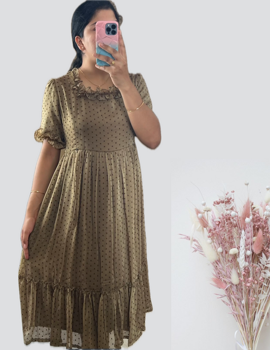 Brown Chiffon feeding Maxi