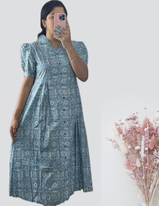 Blue floral collar dress