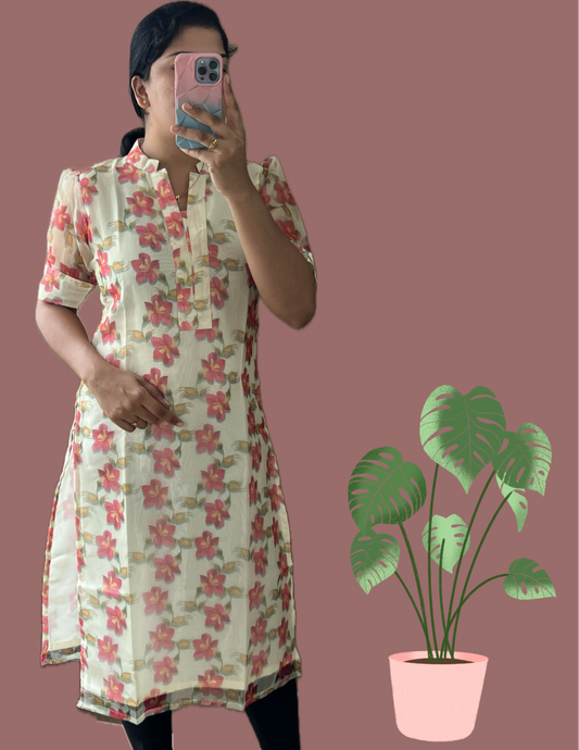 Sandal Red floral kurti