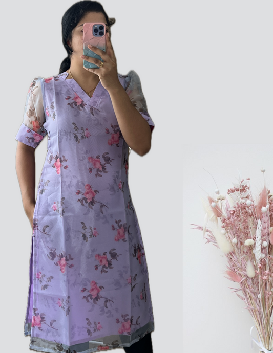 Lavender floral kurti