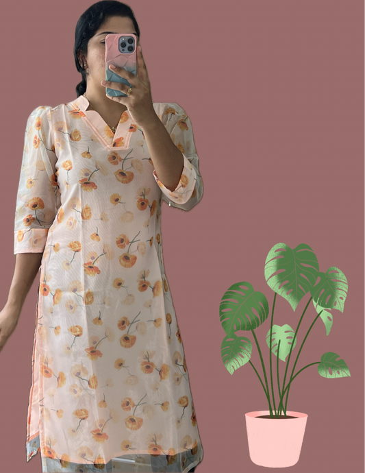 Peach floral kurti