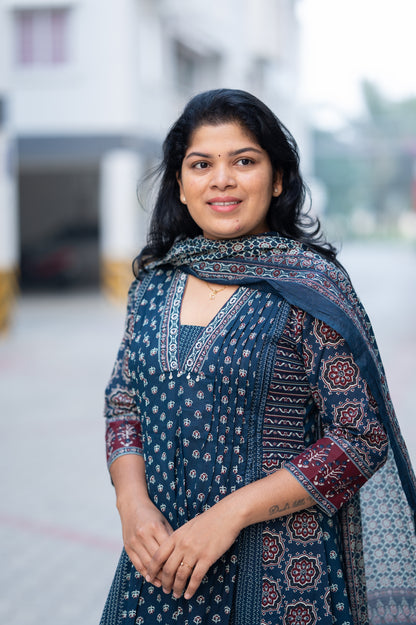 Blue printed suit set