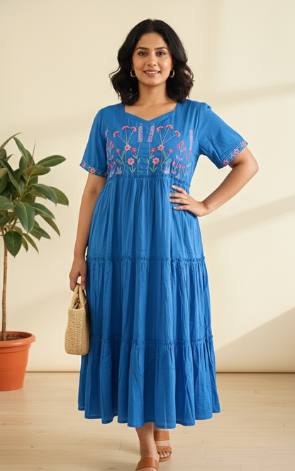 Blue Embroidered Dress