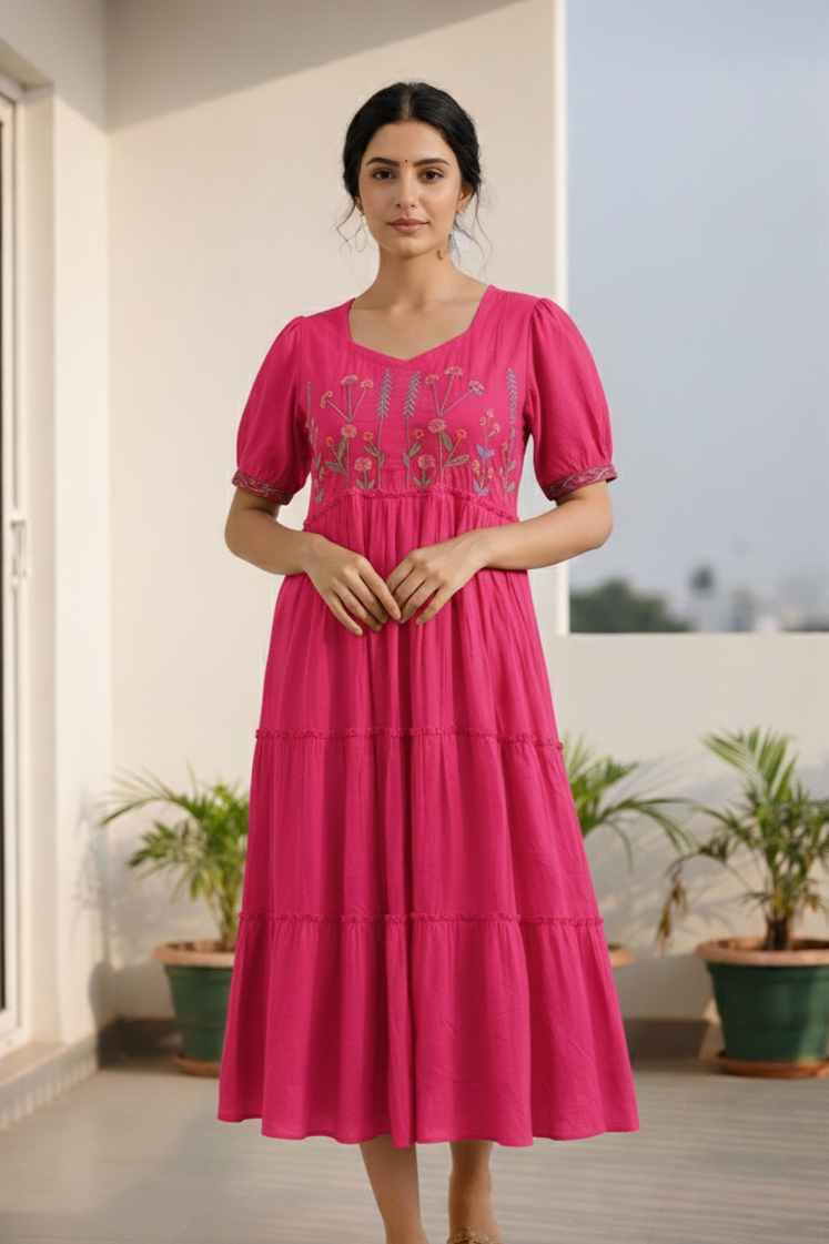 Rani Pink Embroidered Dress