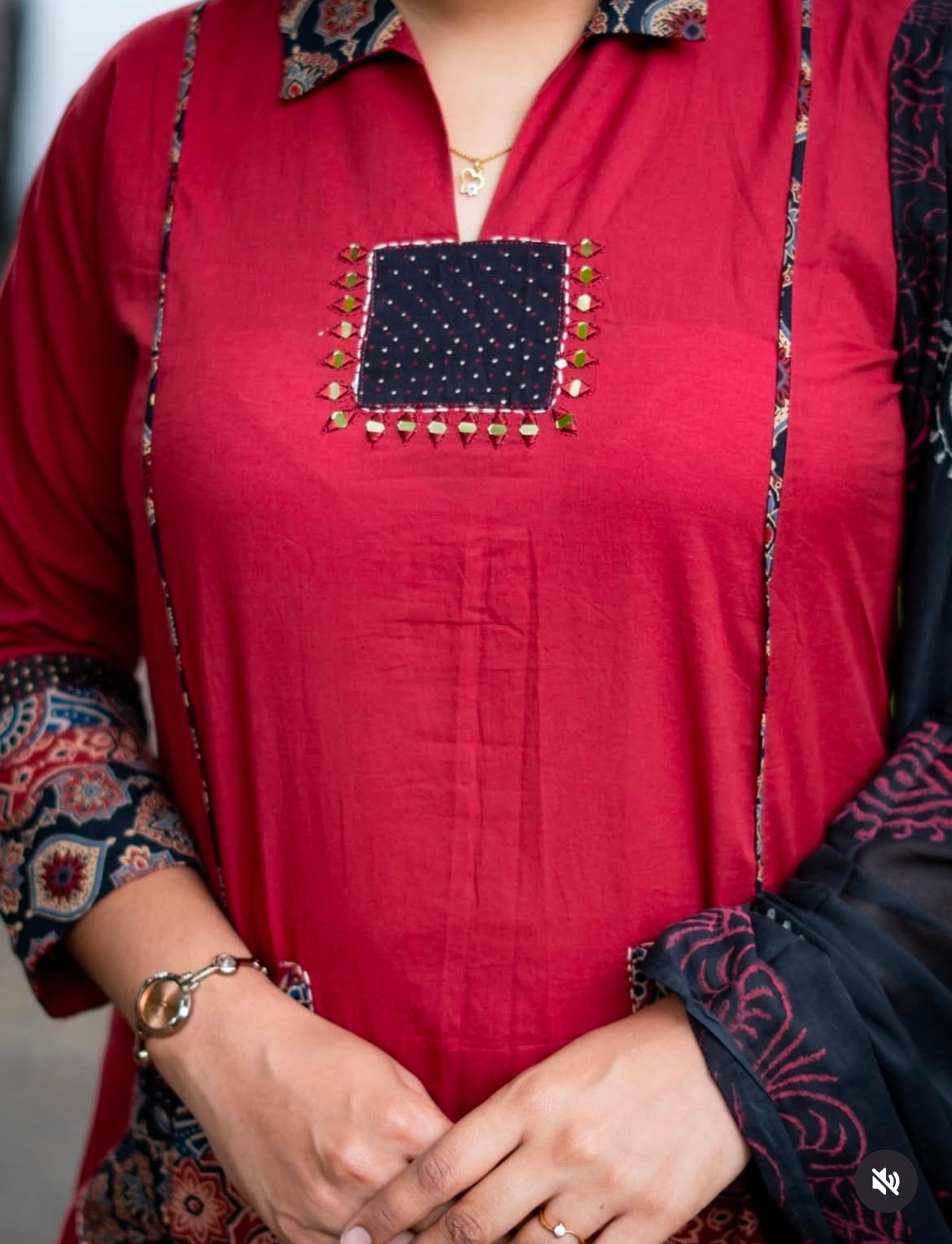 Brown Applique Suit Set