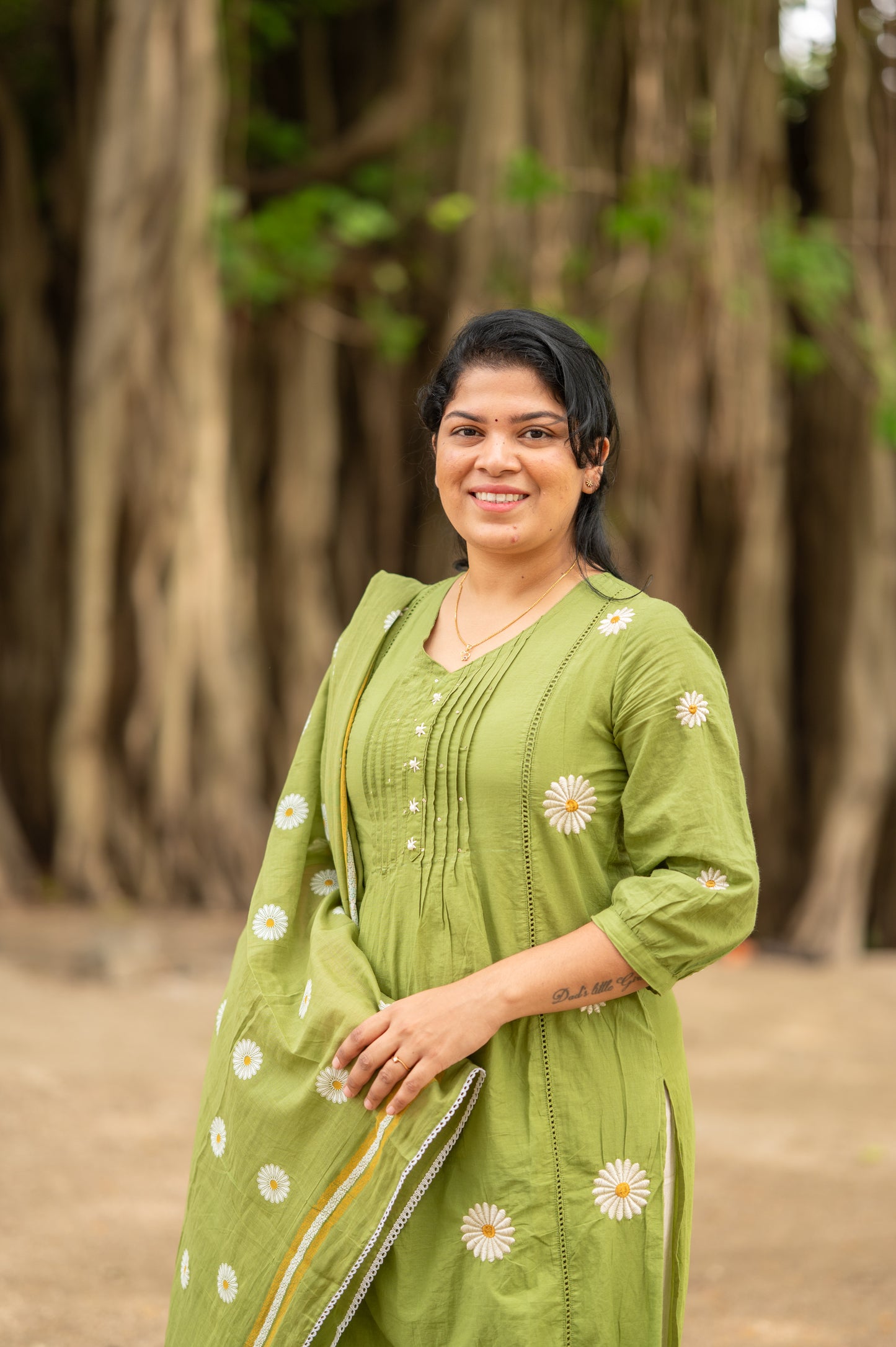 Pista Green Embroidered Suit Set