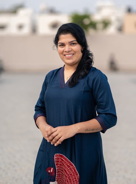 Blue applique kurti and pant