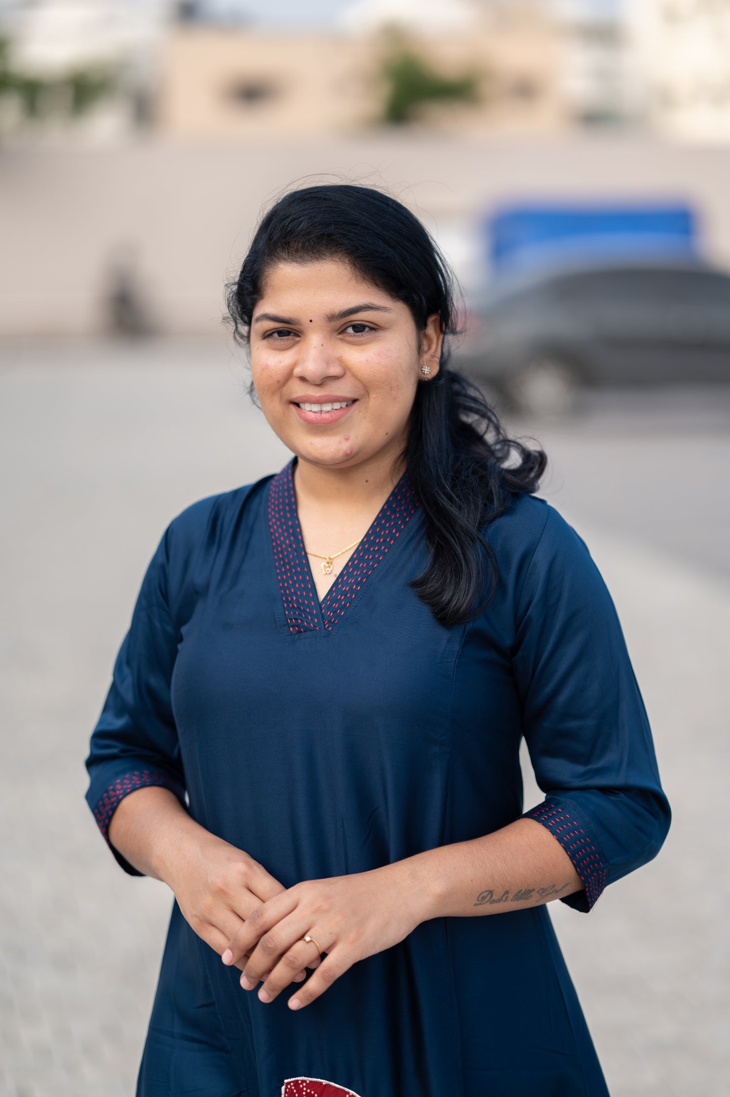 Blue applique kurti and pant