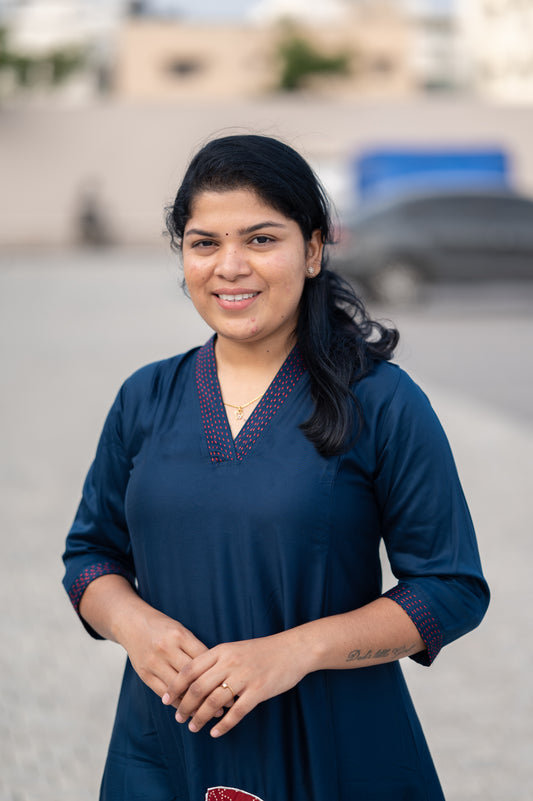 Blue Applique Kurti And Pant