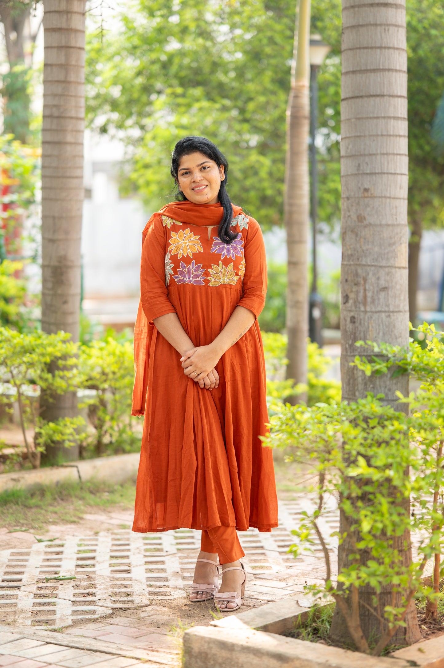 Rust Orange Umbrella suit set