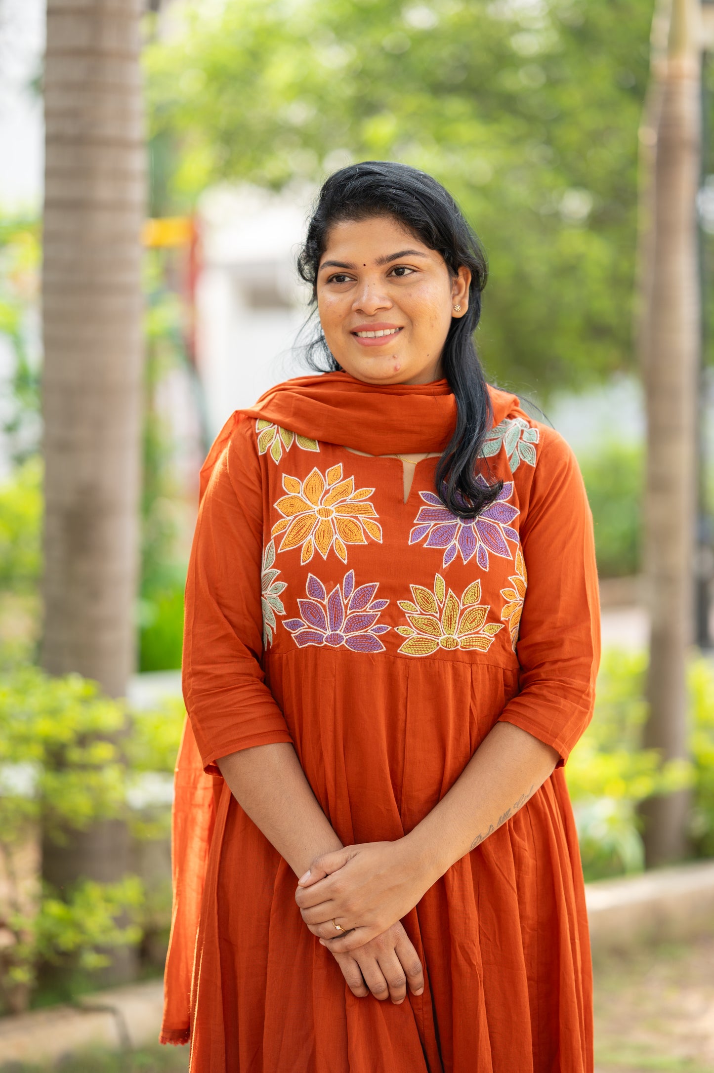 Rust Orange Umbrella suit set