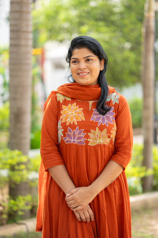 Rust Orange Umbrella Suit Set