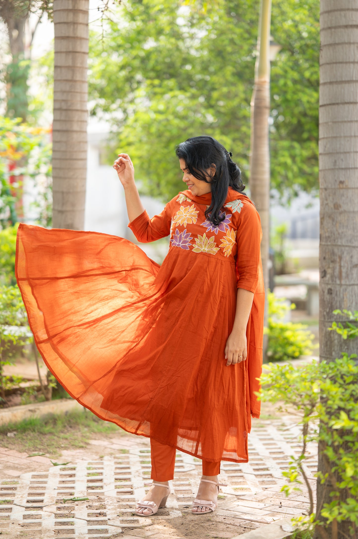 Rust Orange Umbrella suit set