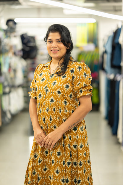 Mustard Lapel Collar Dress