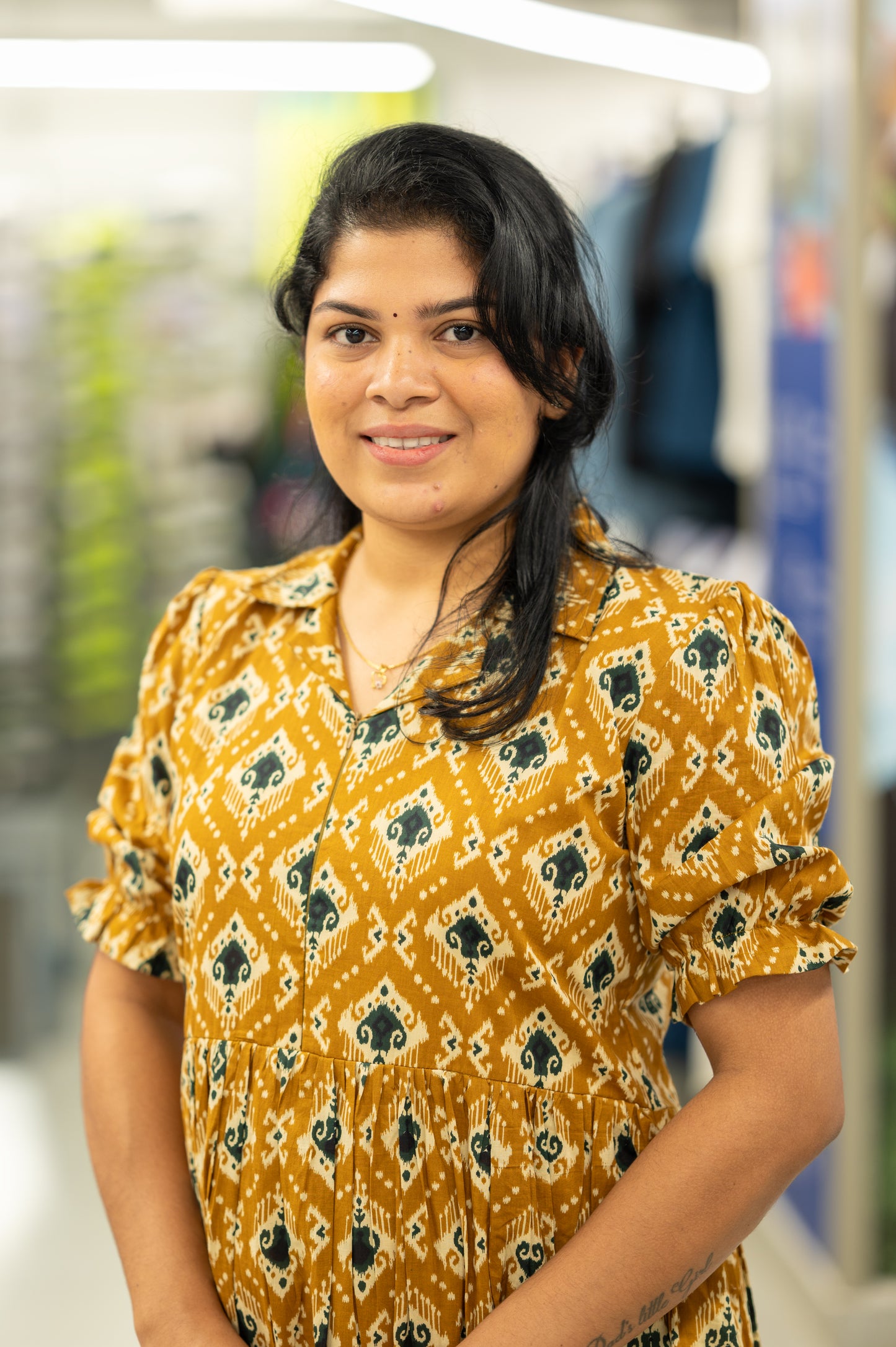 Mustard Lapel Collar Dress